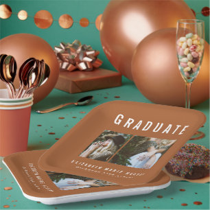 Assiettes En Carton Type graduation multi photo terracotta fête