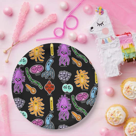 Assiettes En Carton Types De Bactéries (Fête)