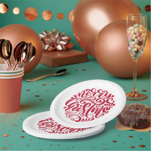 Assiettes En Carton Typographe de Merry Christmas