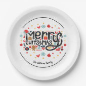 Assiettes En Carton Typographe de Merry Christmas (Devant)