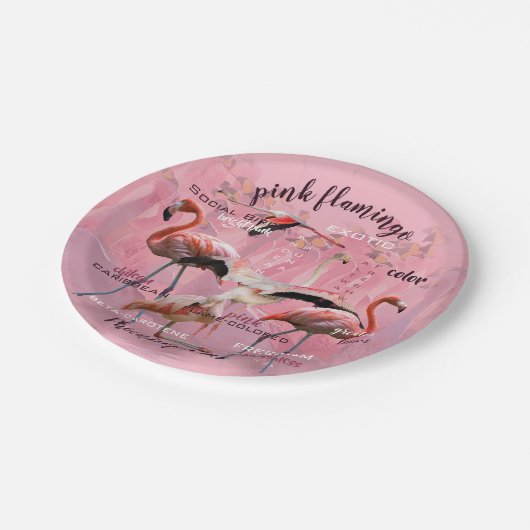 Assiettes En Carton Typographe rose Flamingo | Customized (Angle)