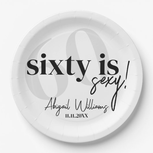 Assiettes En Carton Typographie audacieuse avec Calligraphie 60ème ann (Devant)