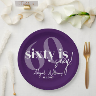 Assiettes En Carton Typographie audacieuse avec Calligraphie 60ème ann