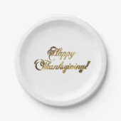 Assiettes En Carton Typographie bon thanksgiving Faux Gold Foil (Devant)