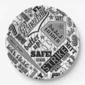 Assiettes En Carton Typographie de baseball Black White Stripes ID770 (Devant)