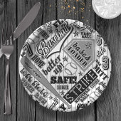 Assiettes En Carton Typographie de baseball Black White Stripes ID770