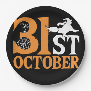 Assiettes En Carton Typographie de la conception Halloween vintage