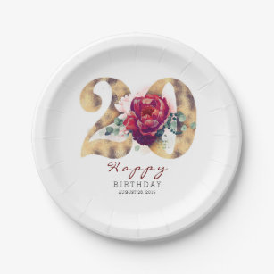Assiettes En Carton Typographie de la Flore rouge de Bourgogne 20e ann