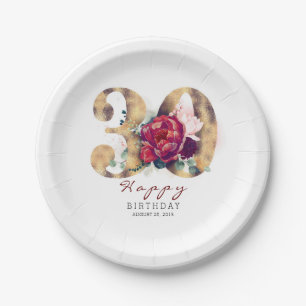 Assiettes En Carton Typographie de la Flore rouge de Bourgogne 30e ann