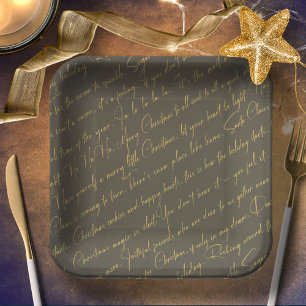 Assiettes En Carton Typographie de Noël en or vert Motif36 ID1009