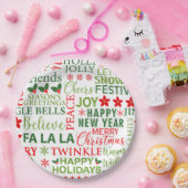 Assiettes En Carton Typographie de Noël Rouge & Vert Motif sans coutur (Fête)