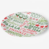 Assiettes En Carton Typographie de Noël Rouge & Vert Motif sans coutur (Angle)