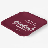 Assiettes En Carton Typographie de script moderne burgundy graduation (Angulaire)