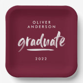 Assiettes En Carton Typographie de script moderne burgundy graduation (Recto)