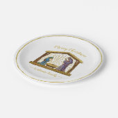 Assiettes En Carton Typographie d'or de Noël Nativité Manger (Angle)