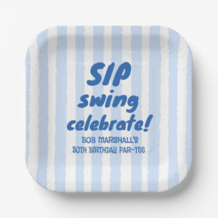 Assiettes En Carton Typographie gras bleu pour 30e anniversaire golf a