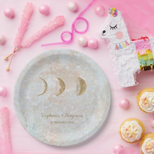 Assiettes En Carton Typographie Lunaire du Zodiaque Mariage Simple Cél (Fête)