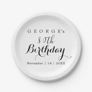 Assiettes En Carton Typographie minimaliste Design d'anniversaire