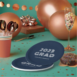 Assiettes En Carton Typographie moderne Blue 2023 graduation