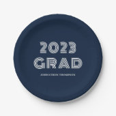 Assiettes En Carton Typographie moderne Blue 2023 graduation (Devant)