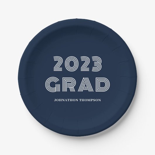 Assiettes En Carton Typographie moderne Blue 2023 graduation (Devant)
