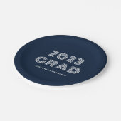Assiettes En Carton Typographie moderne Blue 2023 graduation (Angle)