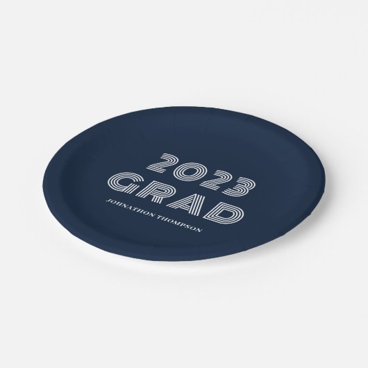 Assiettes En Carton Typographie moderne Blue 2023 graduation (Angle)