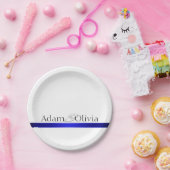 Assiettes En Carton Typographie moderne Mariage bleu (Fête)