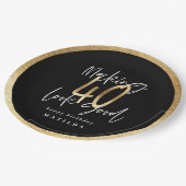 Assiettes En Carton Typographie moderne noir et or 40e anniversaire (Angle)