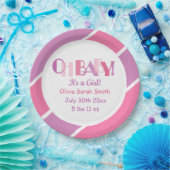 Assiettes En Carton Typographie moderne Oh Bébé Baby shower rose papie (Fête)