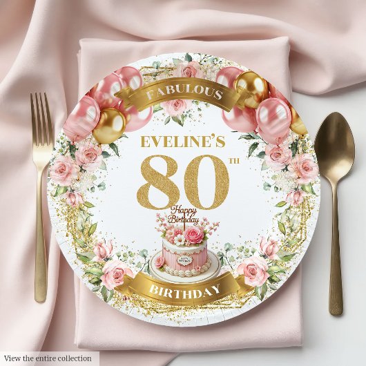 Assiettes En Carton Typographie moderne Plaques d'anniversaire 80e