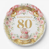 Assiettes En Carton Typographie moderne Plaques d'anniversaire 80e (Devant)