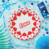 Assiettes En Carton Typographie rétro "Amour" Coeurs de Saint-Valentin (Fête)