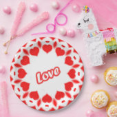 Assiettes En Carton Typographie rétro "Amour" Coeurs de Saint-Valentin (Fête)