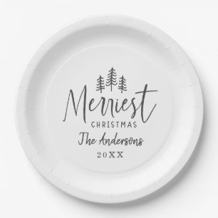 Assiettes En Carton Typographie rustique de Noël minimaliste moderne