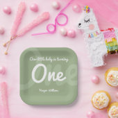Assiettes En Carton Typographie Sage One Baby Premier anniversaire (Fête)