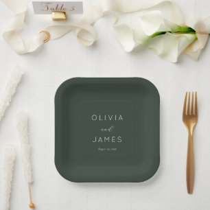 Assiettes En Carton Typographie verte raffinée
