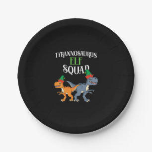 Assiettes En Carton Tyrannosaurus Elf Squad Xmas T-Rex Dinosaur Christ