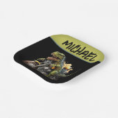 Assiettes En Carton Tyrannosaurus Rex Dinosaur Monter une moto (Angulaire)