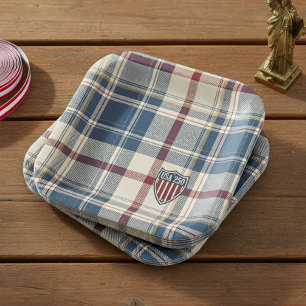 Assiettes En Carton UA 250 Motif Bouclier à Carreaux Américain ID1301