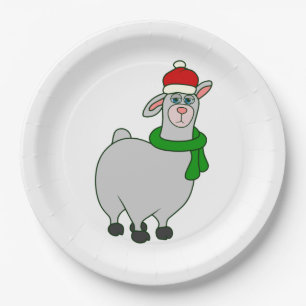 Assiettes En Carton ugly christmas llama santa claus