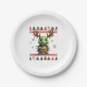 Assiettes En Carton Ugly Xmas Sweater Style Lighting Turtle Christmas (Devant)