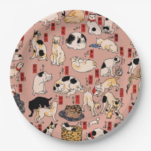 Assiettes En Carton Ukiyo-e Chat Japonais Vintage : Kuniyoshi