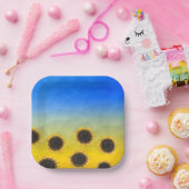 Assiettes En Carton Ukraine jaune bleu géométrie maillage motif Fleurs (Fête)