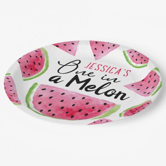 Assiettes En Carton Un à Melon Anniversaire Party (Angle)