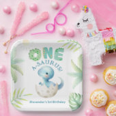 Assiettes En Carton Un A-Saurus Boy Dinosaur 1er anniversaire (Fête)