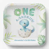 Assiettes En Carton Un A-Saurus Boy Dinosaur 1er anniversaire (Recto)