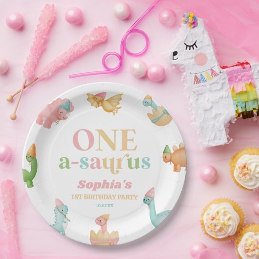 Assiettes En Carton Un A-Saurus Dinosaur 1ère fête d'anniversaire (Fête)