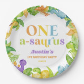 Assiettes En Carton Un A-Saurus Dinosaur 1ère fête d'anniversaire (Devant)