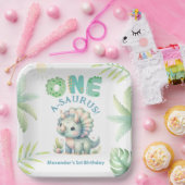 Assiettes En Carton Un A-Saurus Triceratops Dinosaur 1er anniversaire (Fête)